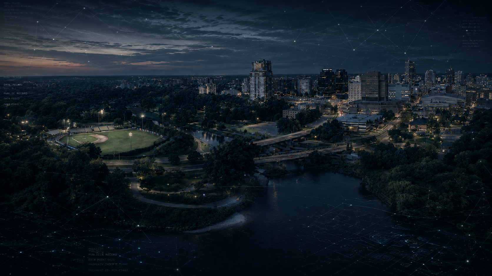 Aerial view of central London, Ontario — FCVIEW public-record research